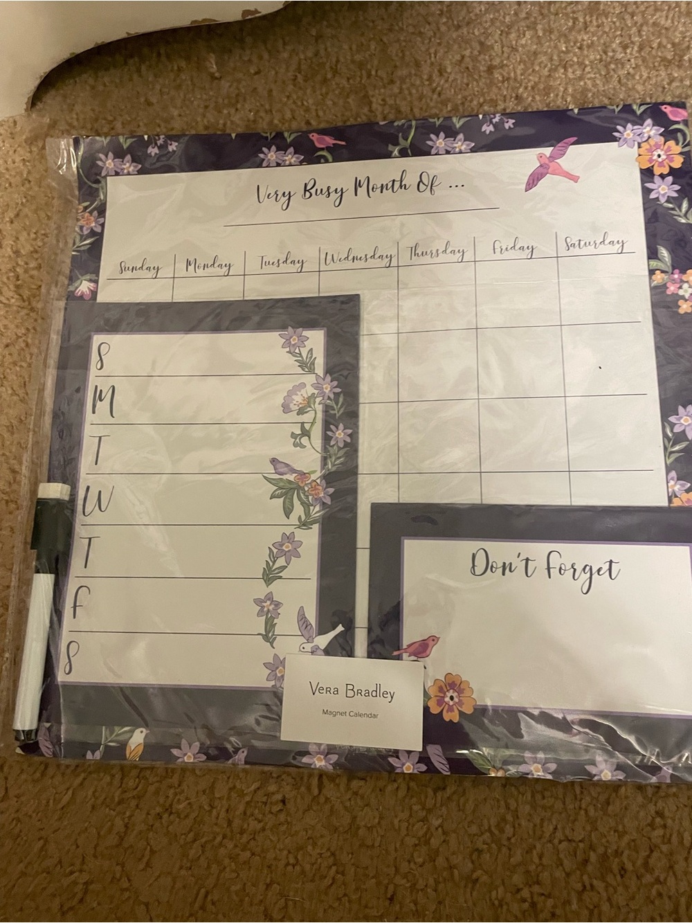 Vera Bradley Purple Floral Magnetic Monthly & Weekly Planner